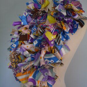 designer silk boa hand made 40 inch by  3-6 inch white cotton 3 inch crochet